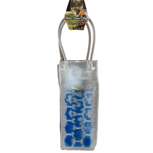 Freeze Beverage Tote / Ice Bucket To-Go / Wine Chill Bag / Clear & Blue - NWT - Picture 10 of 10
